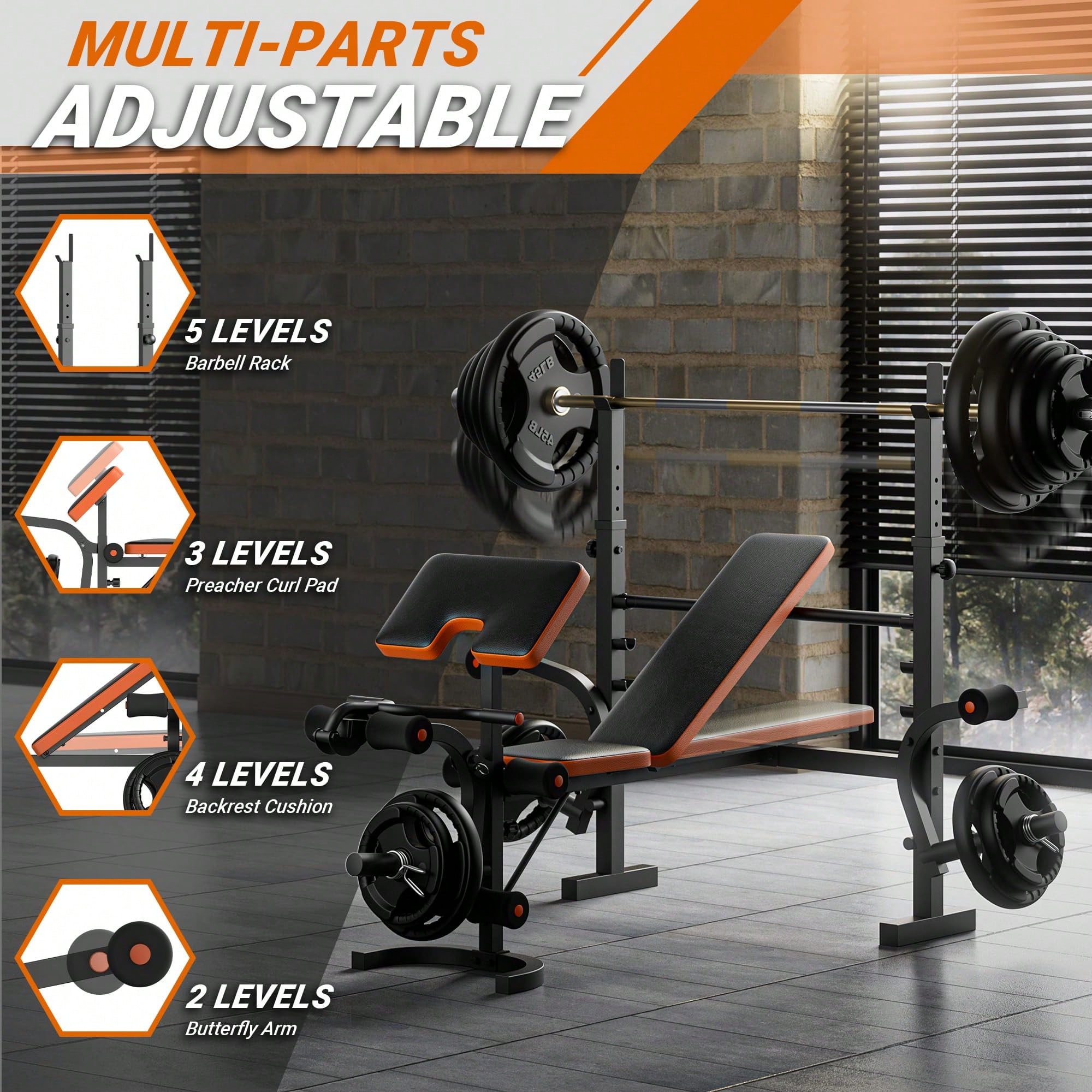 GIKPAL Weight Bench, Bench Pre - đánh giá và giá Home Gym With Leg Press