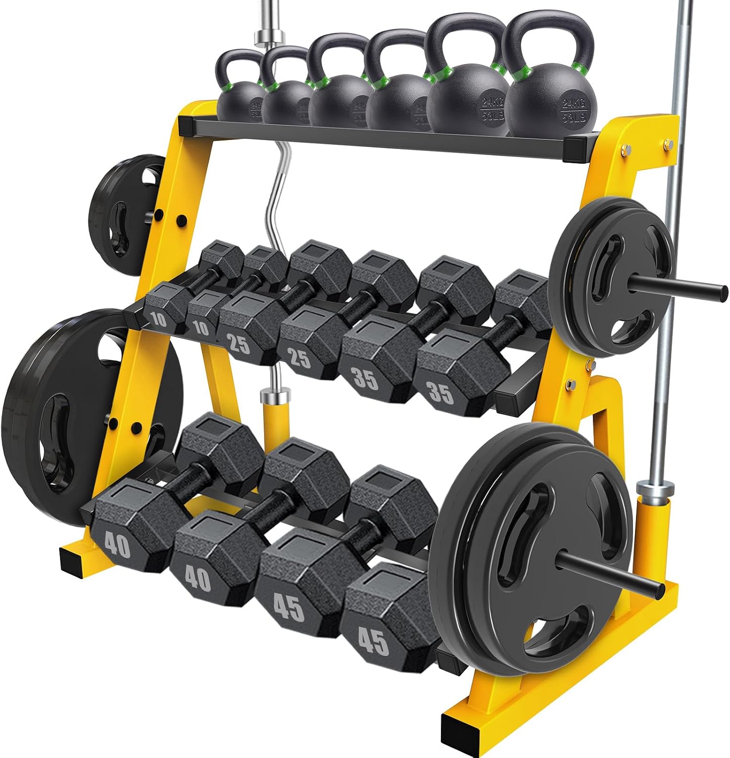 Heavy Duty Three Tier Dumbbell - đánh giá và giá Home Gym Yellow