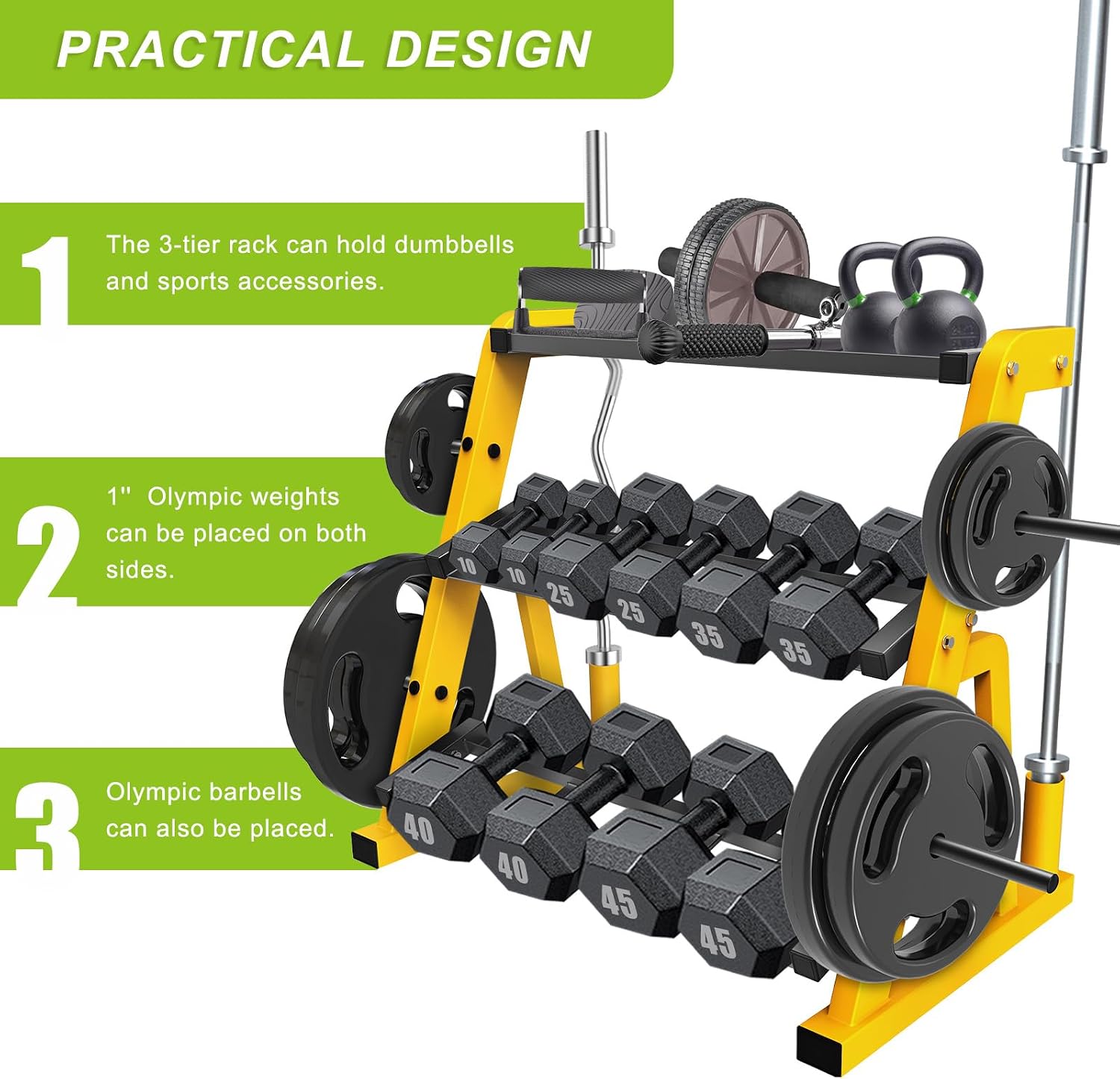 Heavy Duty Three Tier Dumbbell - đánh giá và giá Home Gym Yellow