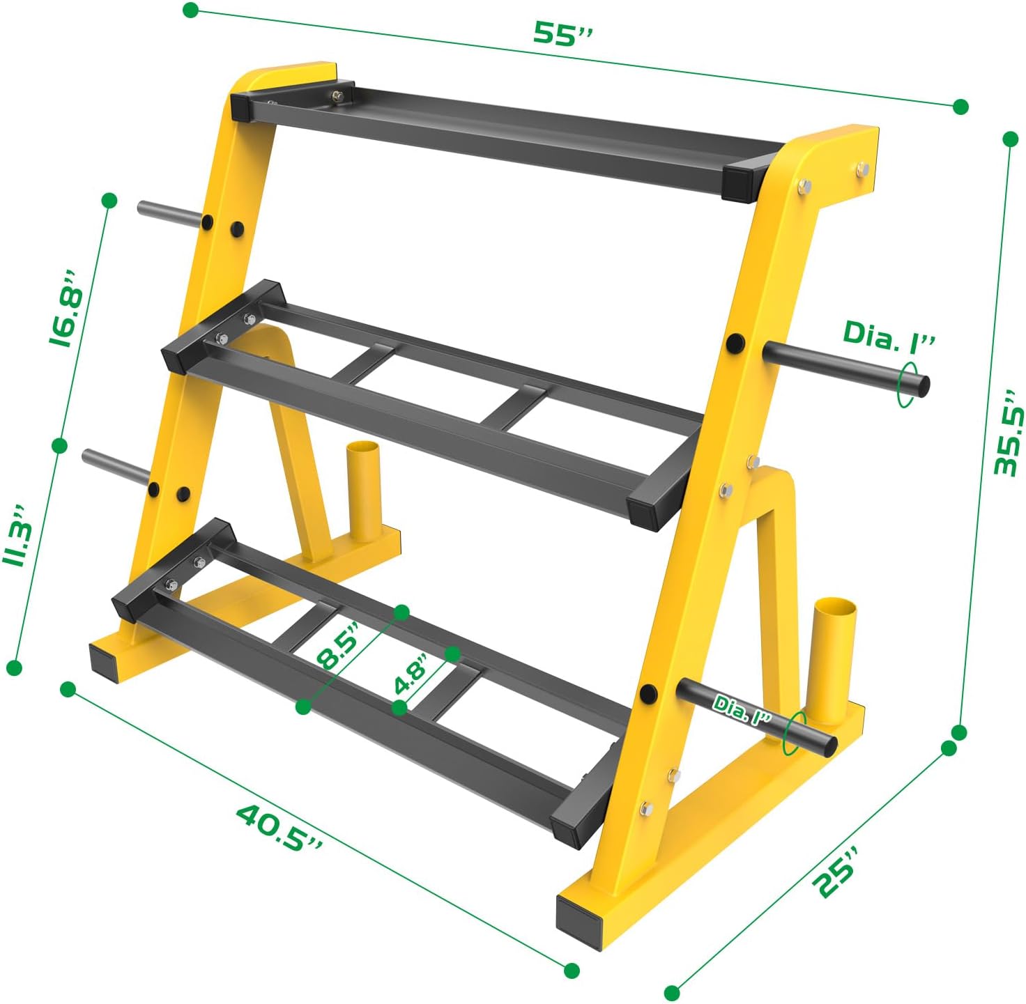 Heavy Duty Three Tier Dumbbell - đánh giá và giá Home Gym Yellow